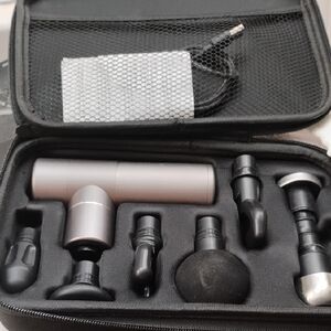 Portable Massage Gun Set - Silver and Black